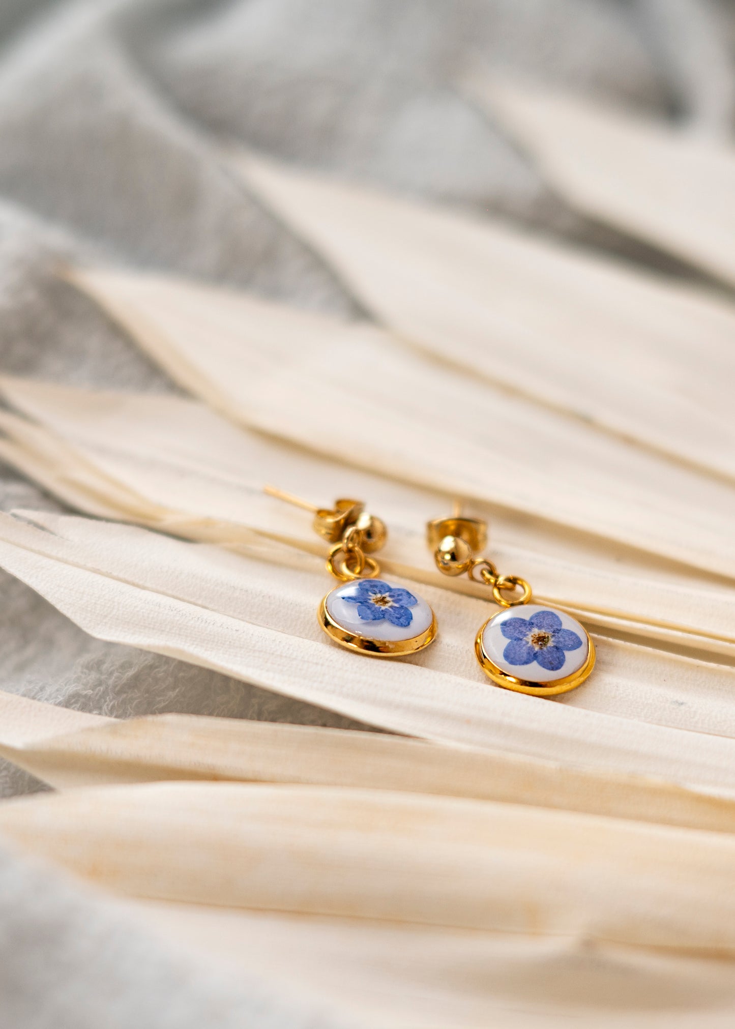 Joyas con flores secas nomeolvides